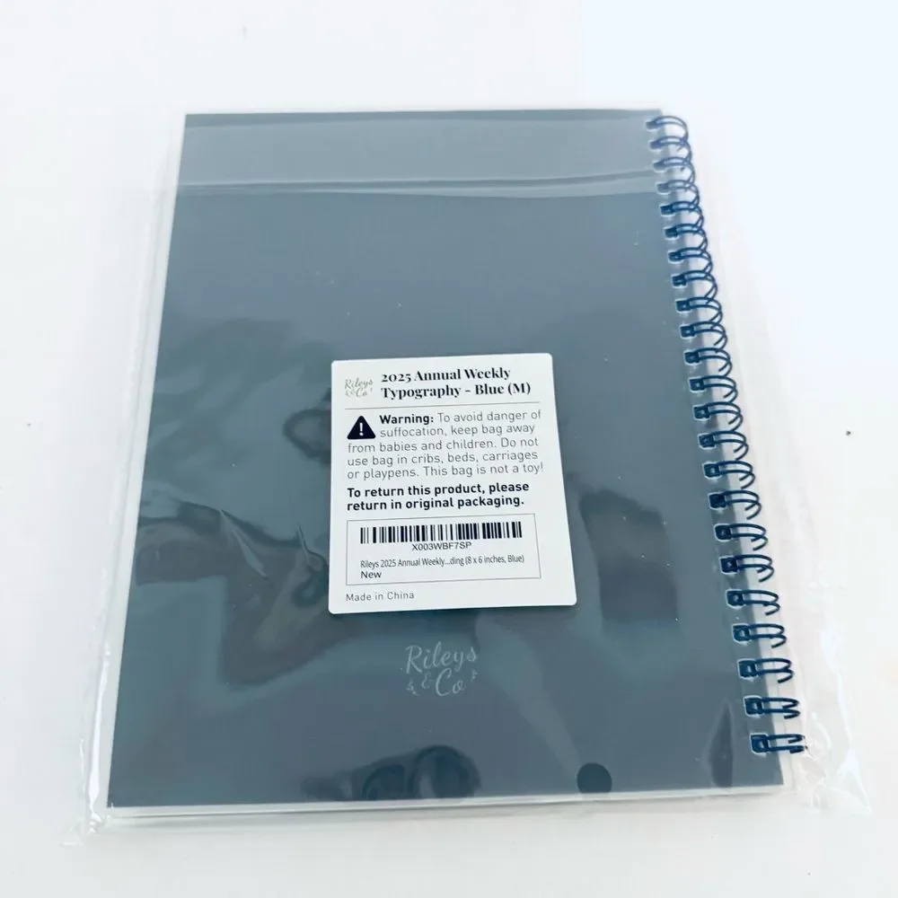 2025 Weekly Planner Annual & Monthly Planner Flexible Cover, Note  Pages, Blue